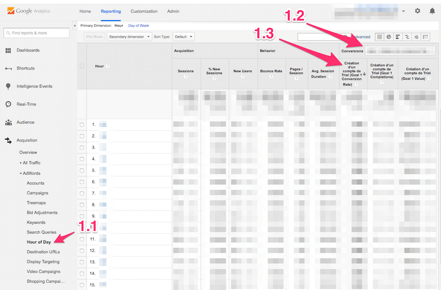 AdWords Hour of Day Report in Google Analytics