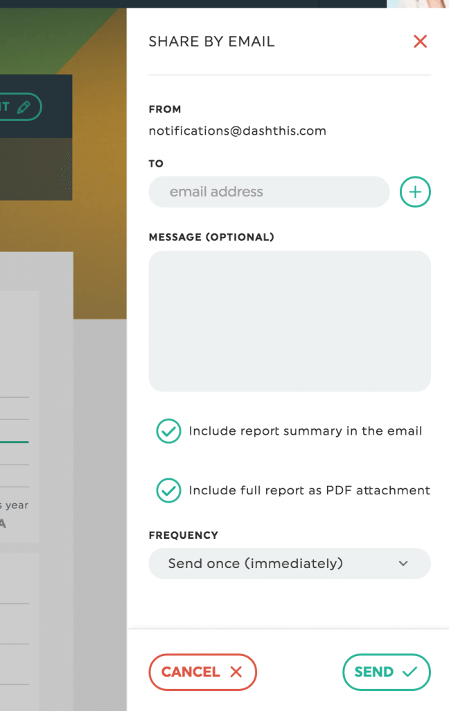 share report by email options