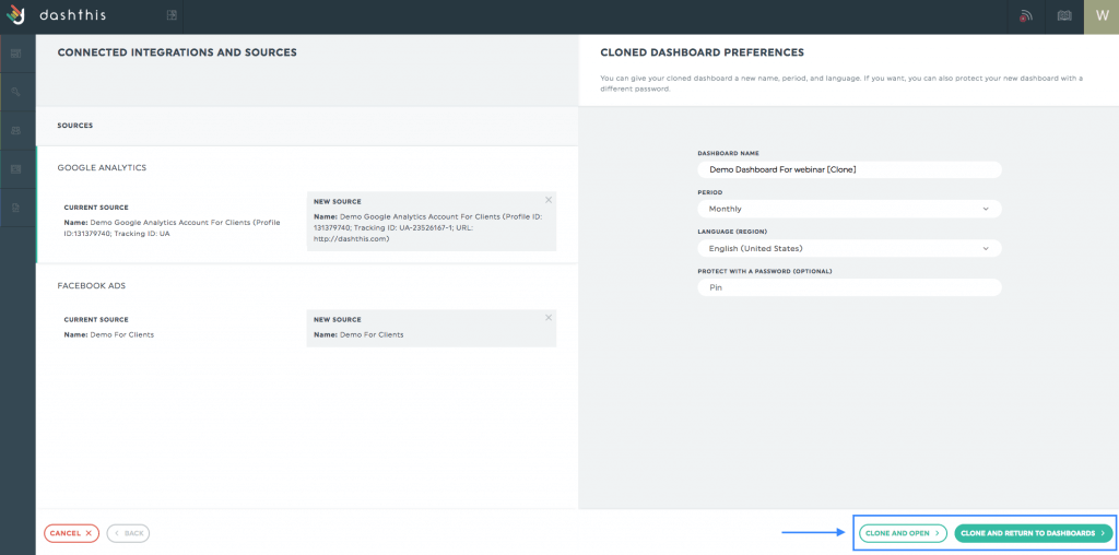 clone marketing dashboards