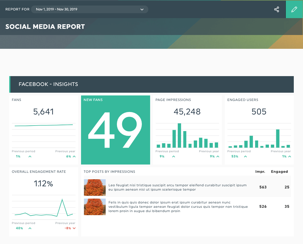 social media dashboard template