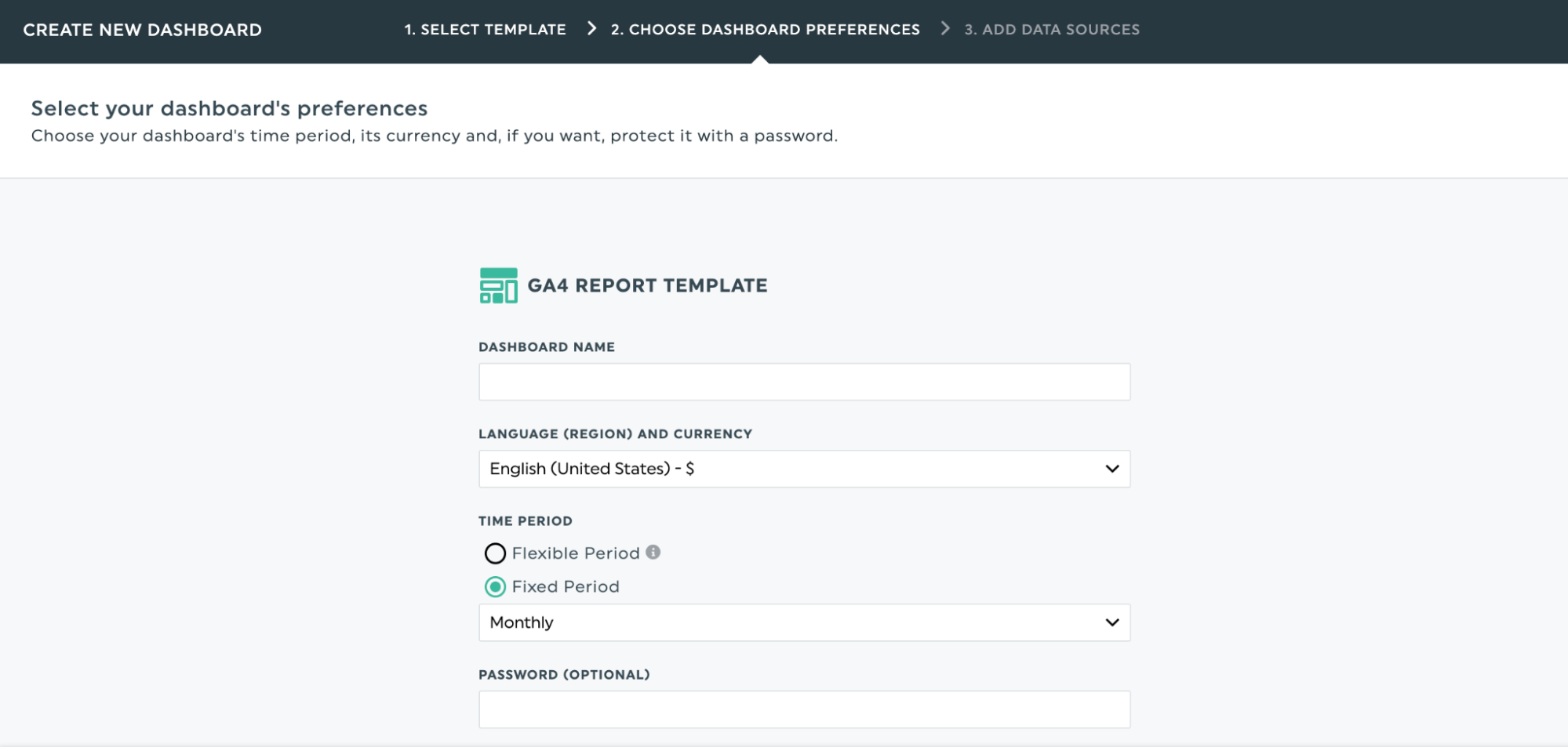 ga4 report template setup