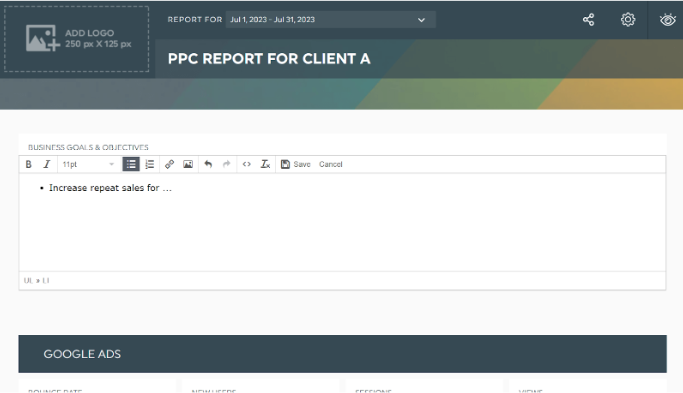 PPC client report A