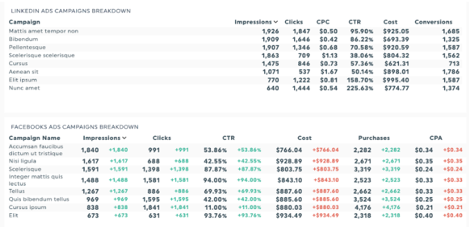 Campaign performance breakdown