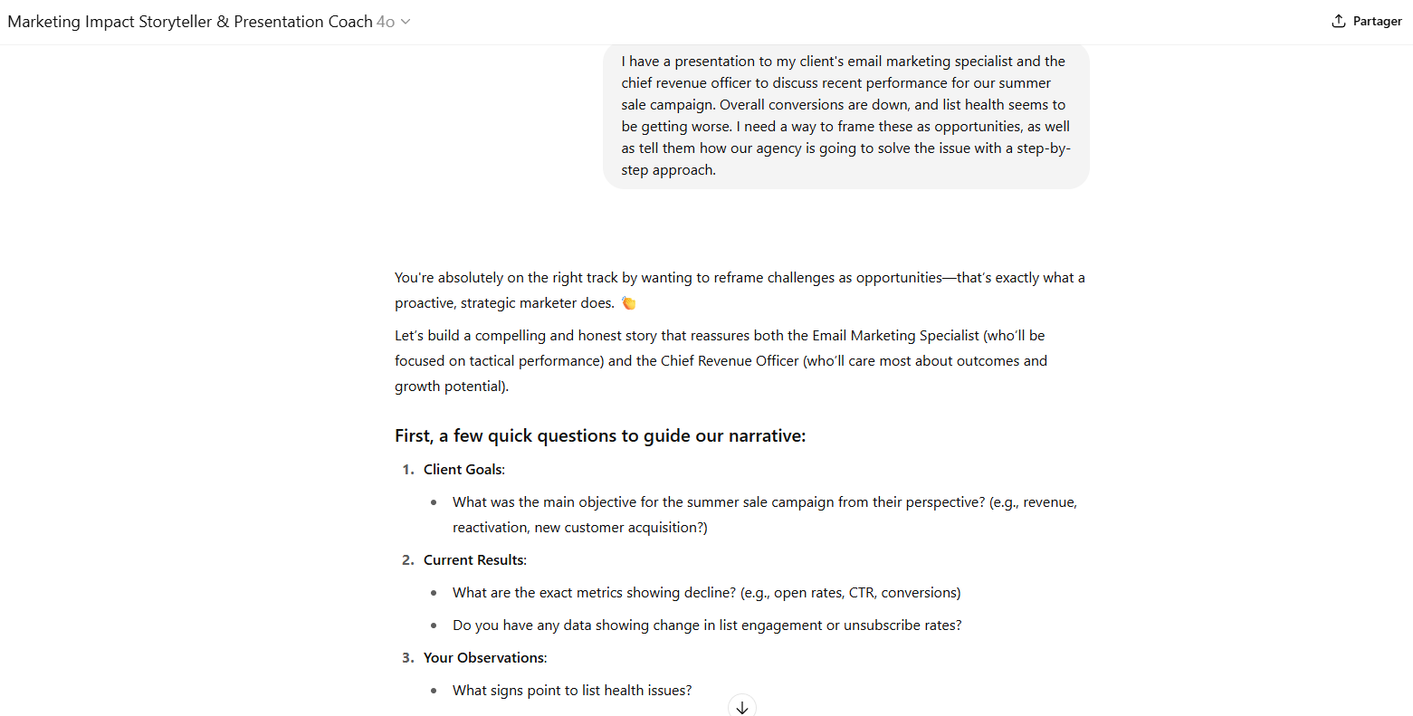 Marketing impact storyteller
