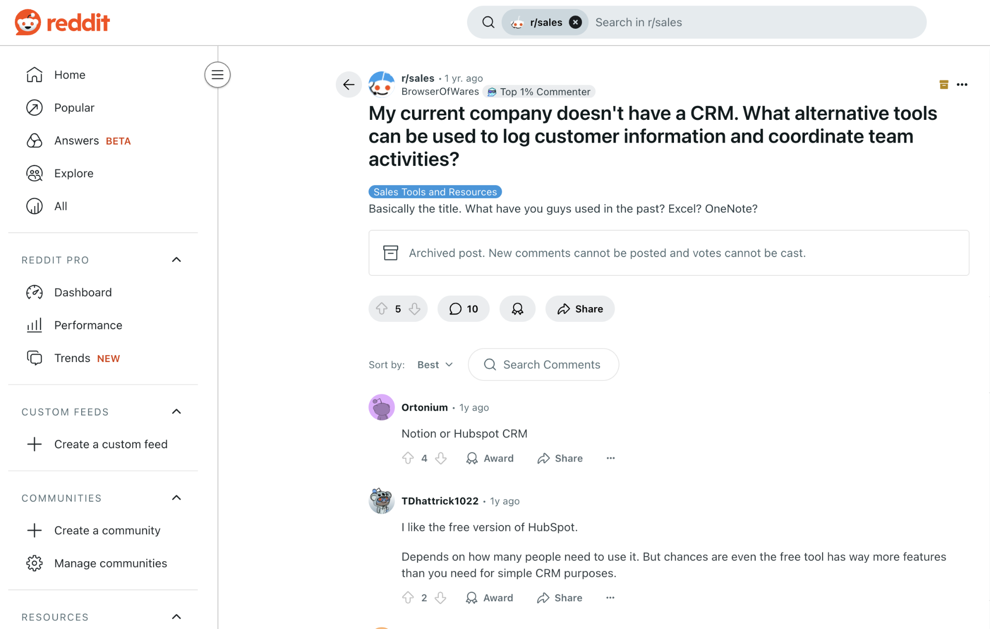 Reddit example