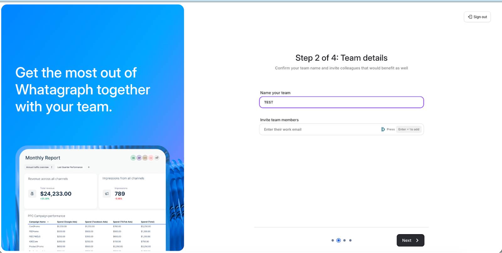 onboarding whatagraph