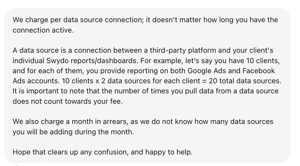 note from swydo support