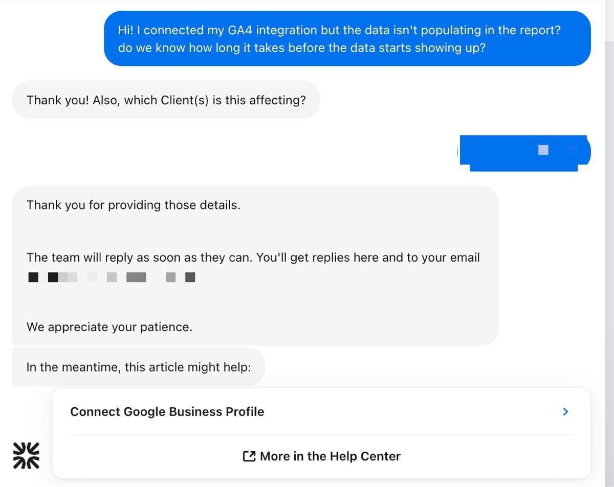agency analytics customer support