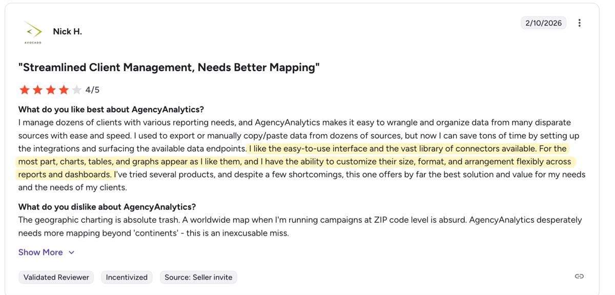 nick g2 reviews agency analytics