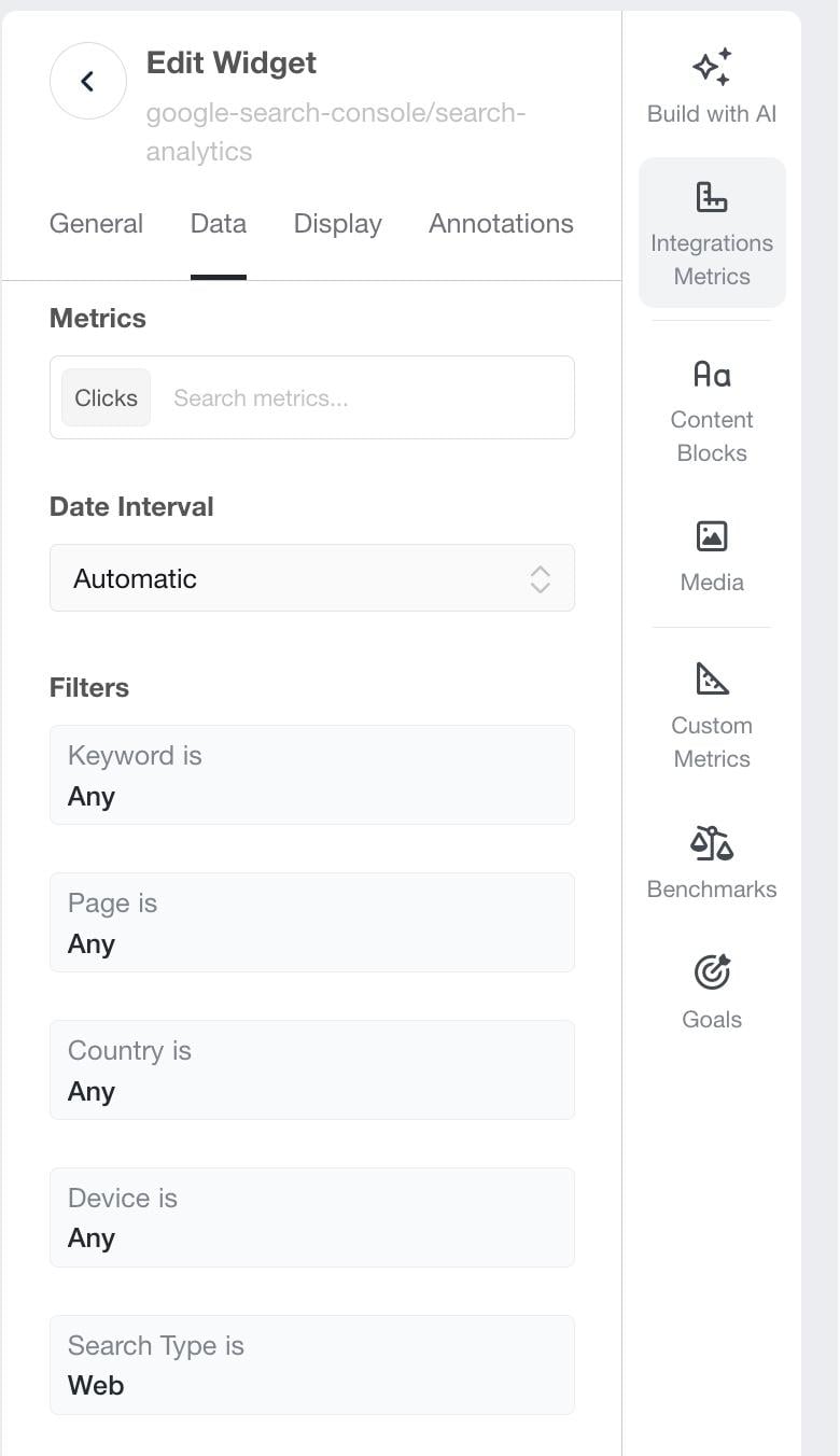 agency analytics edit widgets