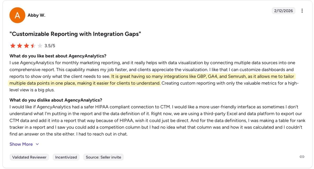 g2 review for agency analytics