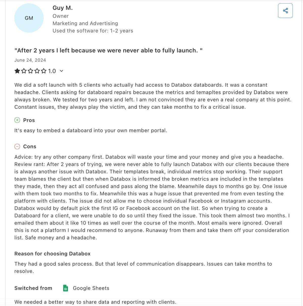 capterra review databox